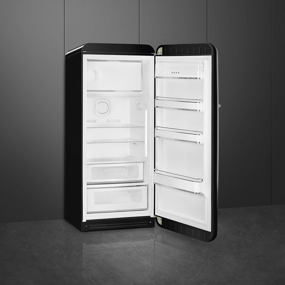 Smeg FAB28RBL6 50’s Style 60cm Fridge with Freezer Compartment – Black (Right Hinge)